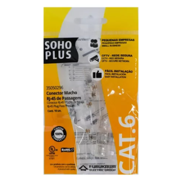 (PCT C/10) CONECTOR RJ45 CAT.6 MACHO 35050296 SOHOPLUS