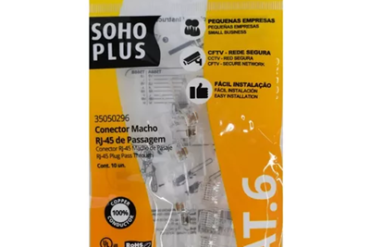 (PCT C/10) CONECTOR RJ45 CAT.6 MACHO 35050296 SOHOPLUS - Imagem 1