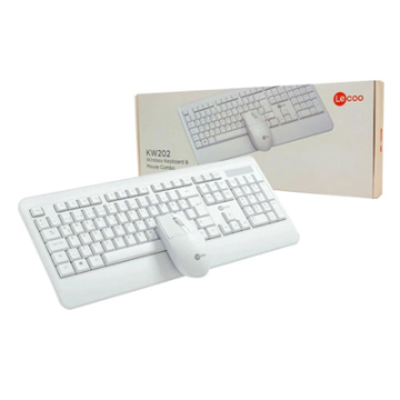 KIT TECLADO E MOUSE S/FIO KW202 BRANCO LECOO