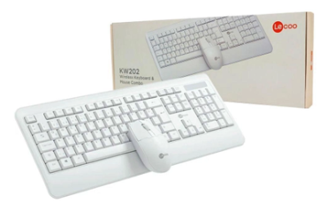 KIT TECLADO E MOUSE S/FIO KW202 BRANCO LECOO - Imagem 1