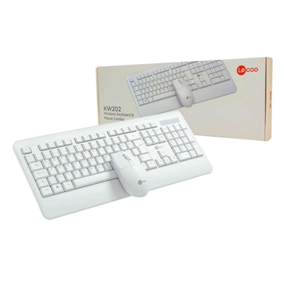 KIT TECLADO E MOUSE S/FIO KW202 BRANCO LECOO