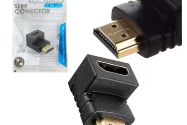 CONECTOR HDMI MACHO X HDMI FEMEA 90° GRAUS LE-05 IT-BLUE # - Imagem 1