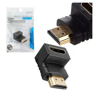 CONECTOR HDMI MACHO X HDMI FEMEA 90° GRAUS LE-05 IT-BLUE #