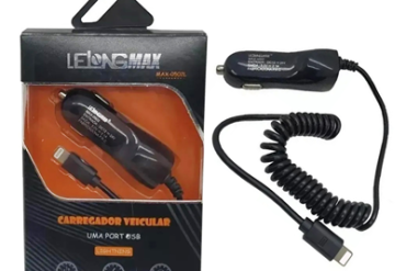 CARREGADOR IPHONE VEICULAR COM 1 PORTA USB MAX-0502L LELONG MAX - Imagem 1