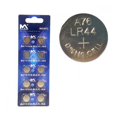 (CART C/10) BATERIA LR44 AG13 1.5V MAX-AG13 MAXMIDIA