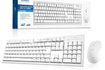 TECLADO E MOUSE SEM FIO COMBO BK-S1000K EXBOM 2.4GHZ BRANCO - Imagem 1