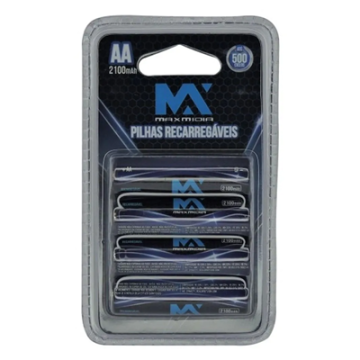 (CART C/4) PILHA AA RECARREGAVEL MAX-REC2345 MAXMIDIA