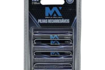 (CART C/4) PILHA AA RECARREGAVEL MAX-REC2345 MAXMIDIA - Imagem 1