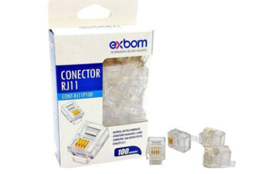 (CX C/100) CONECTOR RJ11 CONT-RJ11P100 EXBOM - Imagem 1