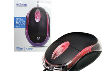 MOUSE USB 1000DPI COM LED MS-9 EXBOM - Imagem 1