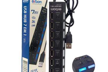 HUB USB 2.0 7 PORTAS 7 EM 1 UH-2S7 EXBOM C/ BOTAO ON/OFF - Imagem 1