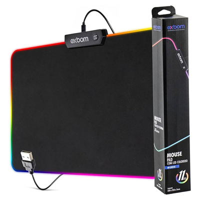 MOUSE PAD C/ LED COLORIDO 350MMx250MM MP-LED2535 EXBOM #
