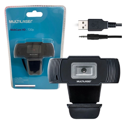 WEBCAM OFFICE HD 720P USB PRETO AC339 MULTILASER