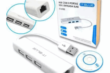 HUB USB 2.0 3 PORTAS C/ ENTRADA RJ45 LE-4102 LELONG # - Imagem 1