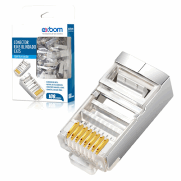 (UNIDADE) CONECTOR RJ45 CAT.5 BLINDADO CONT-RJ45M100 EXBOM