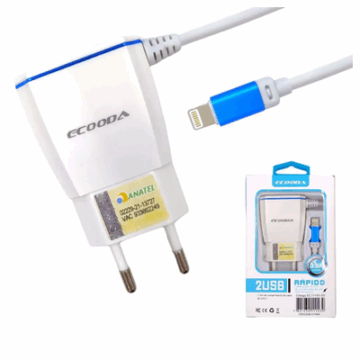 CARREGADOR IPHONE 2 USB 3.6A EC11143-5G ECOODA