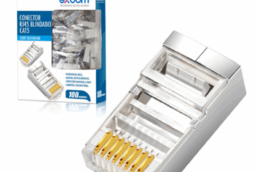 (CX C/100) CONECTOR RJ45 CAT.5 BLINDADO CONT-RJ45M100 EXBOM - Imagem 1