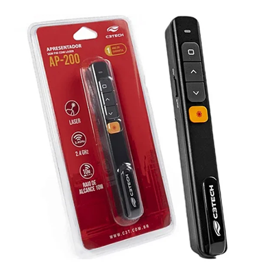 APRESENTADOR SEM FIO COM LASER P/ SLIDE AP-200 C3TECH