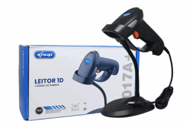 LEITOR CODIGO DE BARRAS C/ FIO 1D KP-1017A+ KNUP - Imagem 1