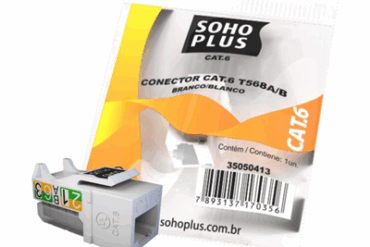 (UNIDADE) CONECTOR RJ45 CAT.6 FEMEA SOHOPLUS T568A/B BRANCO # - Imagem 1
