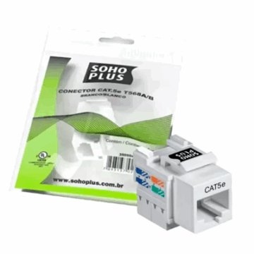 (UNIDADE) CONECTOR RJ45 CAT.5E FEMEA SOHOPLUS T568A/B BRANCO