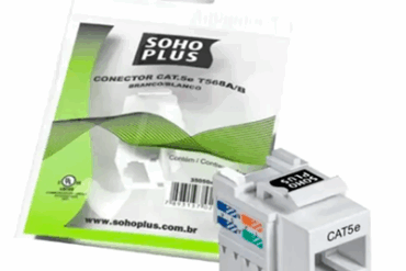 (UNIDADE) CONECTOR RJ45 CAT.5E FEMEA SOHOPLUS T568A/B BRANCO - Imagem 1