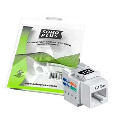 (UNIDADE) CONECTOR RJ45 CAT.5E FEMEA SOHOPLUS T568A/B BRANCO