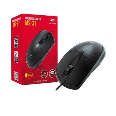 MOUSE USB COM FIO MS-31BK PRETO C3TECH