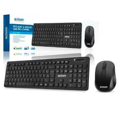 TECLADO E MOUSE SEM FIO USB BK-S1000F EXBOM ABNT II 2.4GHZ FLEX