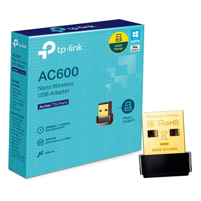ADAPTADOR WIFI USB 2.0 TP-LINK ARCHER T2U NANO DUAL BAND AC600 #