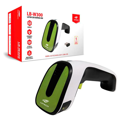 LEITOR CODIGO DE BARRAS SEM FIO 1D LB-W300BK C3TECH