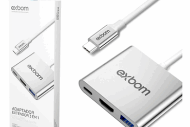 ADAPTADOR VIDEO 3 EM 1 TIPO-C X HDMI/USB 3.0/PD U3V-A3N1 EXBOM - Imagem 1