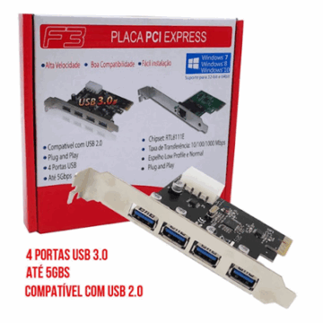 PLACA PCI-E USB 3.0 4 PORTAS JC-PCI-3.0 F3