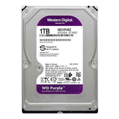 HD INTERNO SATA3 1TB WD PURPLE WD11PURZ 5400RPM 64MB #