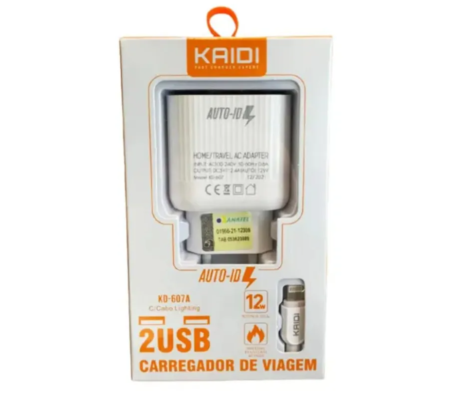 CARREGADOR IPHONE 2 USB KD-607A KAIDI