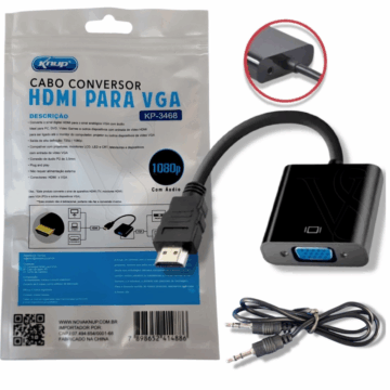 ADAPTADOR HDMI X VGA COM AUDIO KP-3468 KNUP