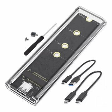 CASE ADAPTADOR TRANSPARENTE HD M.2 NGFF OU NVME PARA TYPE-C/ USB3.0 F3