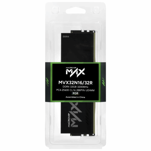 MEMORIA RAM DDR4 32GB 3200MHZ MACROVIP MAX PRETO MVX32N16/32 #
